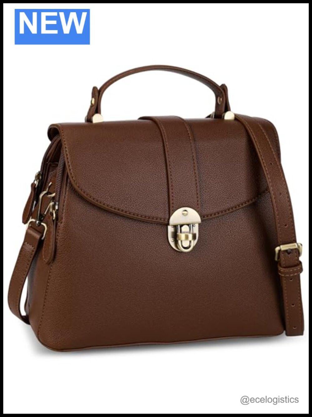 Vegan Leather Top Handle Satchel Handbag 3-Way Crossbody Shoulder Bag Faux